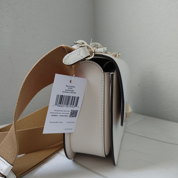 Kate Spade Audrey Smooth Leather Top Handle Flap Turnlock Crossbody Parchment. - Picture 5 of 6